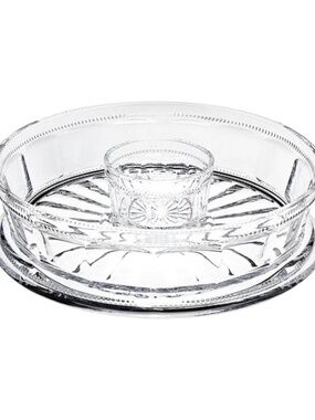 Shannon Crystal Hamilton House Clear 10" Chip and Dip Two Piece Set NIB